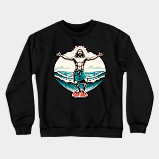 Funny Jesus Christ Surfing Crewneck Sweatshirt